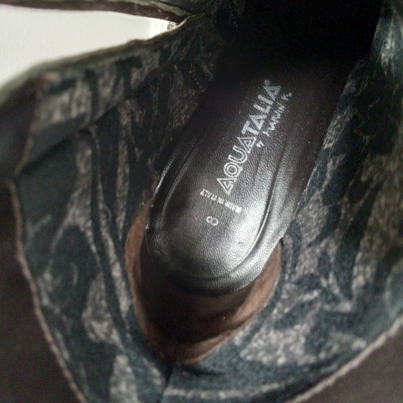 Aquatalia Brown Taupe Suede Wedge Boots Made in ITALY - Picture 12 of 14